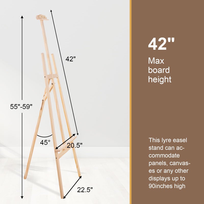 Falling in Art Easel Stand for Painting, Adjustable Wooden Easels for Painting Canvas Up to 42", Folding Art Easel for Drawing, Wedding Sign and Poster, Suitable for Kids and Adults - Image 2