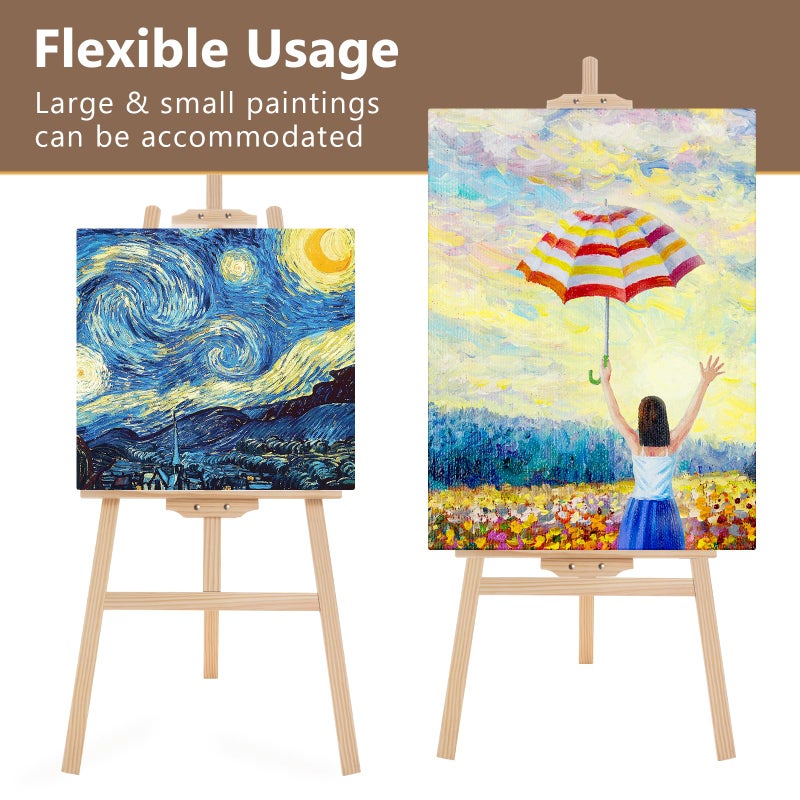Falling in Art Easel Stand for Painting, Adjustable Wooden Easels for Painting Canvas Up to 42", Folding Art Easel for Drawing, Wedding Sign and Poster, Suitable for Kids and Adults - Image 5