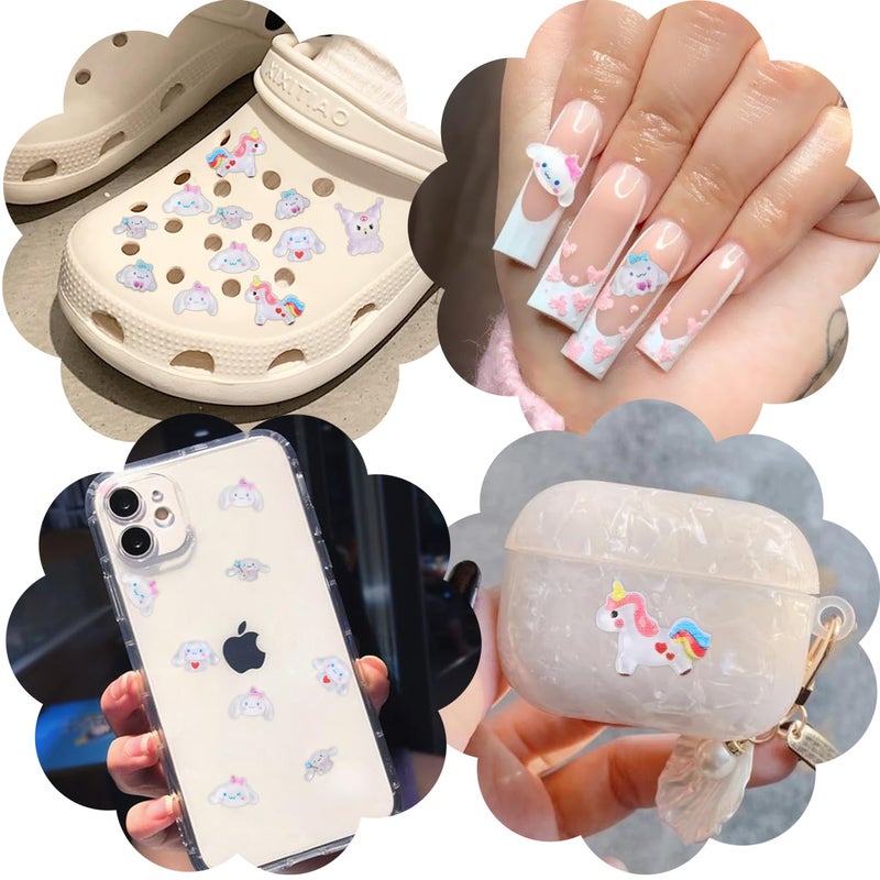 CDBOVID 140 Pcs Nail Charms,7 Styles Kawaii 3D Flatback Cartoon White Series Charms for Nail Acrylic Slime Resin Charm for Cute DIY Nail Art Decorations Supplies,Hair Clips and Phone Cases Etc - Image 5