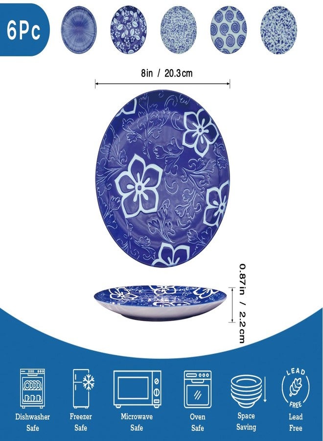 KeQiu Ceramic Salad Plates Set of 6-8 inch Dessert Plates for Pasta, Salad, Steak - Image 3