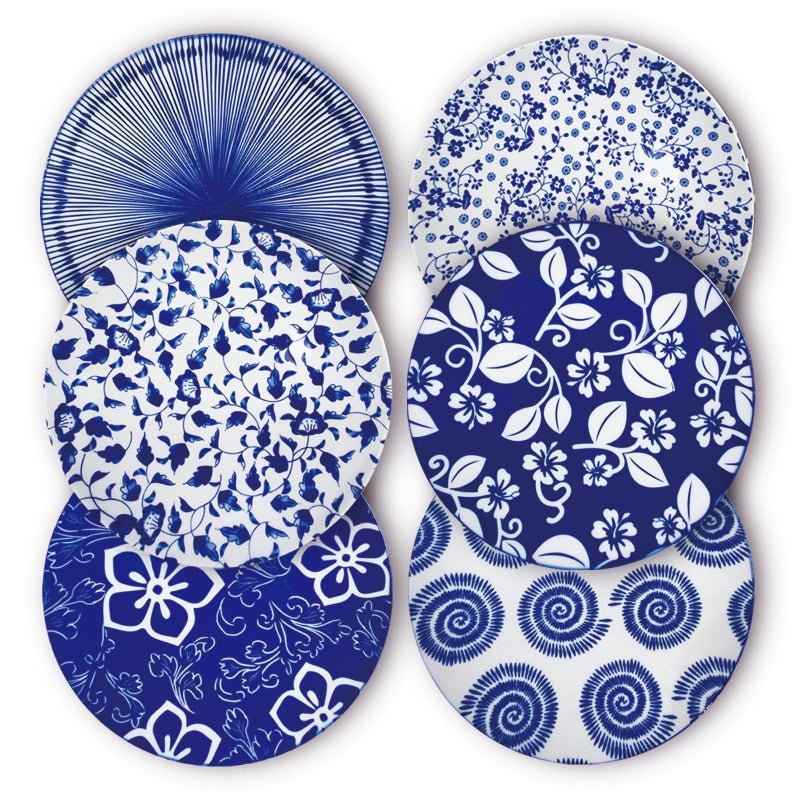 KeQiu Ceramic Salad Plates Set of 6-8 inch Dessert Plates for Pasta, Salad, Steak - Image 1