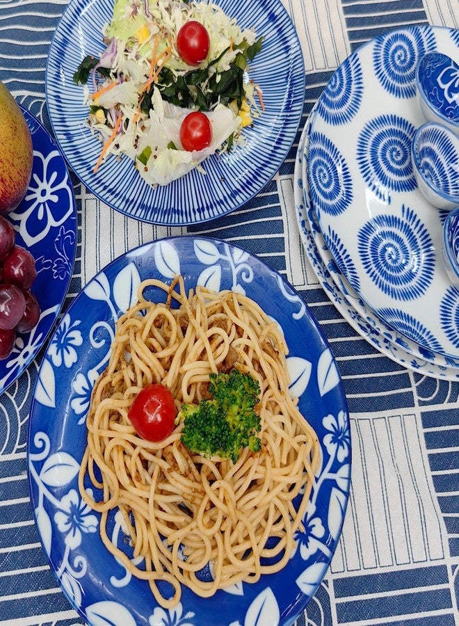 KeQiu Ceramic Salad Plates Set of 6-8 inch Dessert Plates for Pasta, Salad, Steak - Image 2