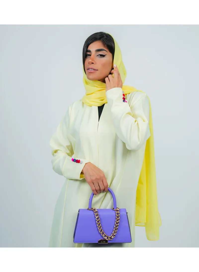 روزيت عباية عباية صفراء بتصميم أزرار ملونة