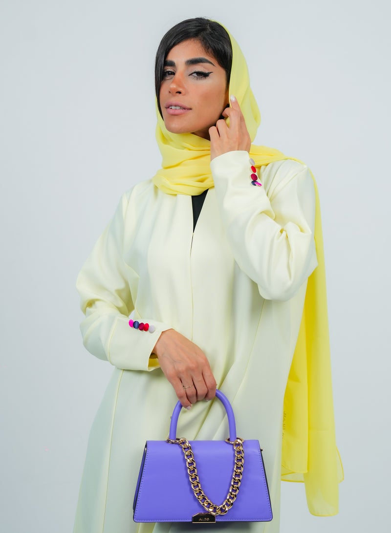 روزيت عباية عباية صفراء بتصميم أزرار ملونة - Image 1