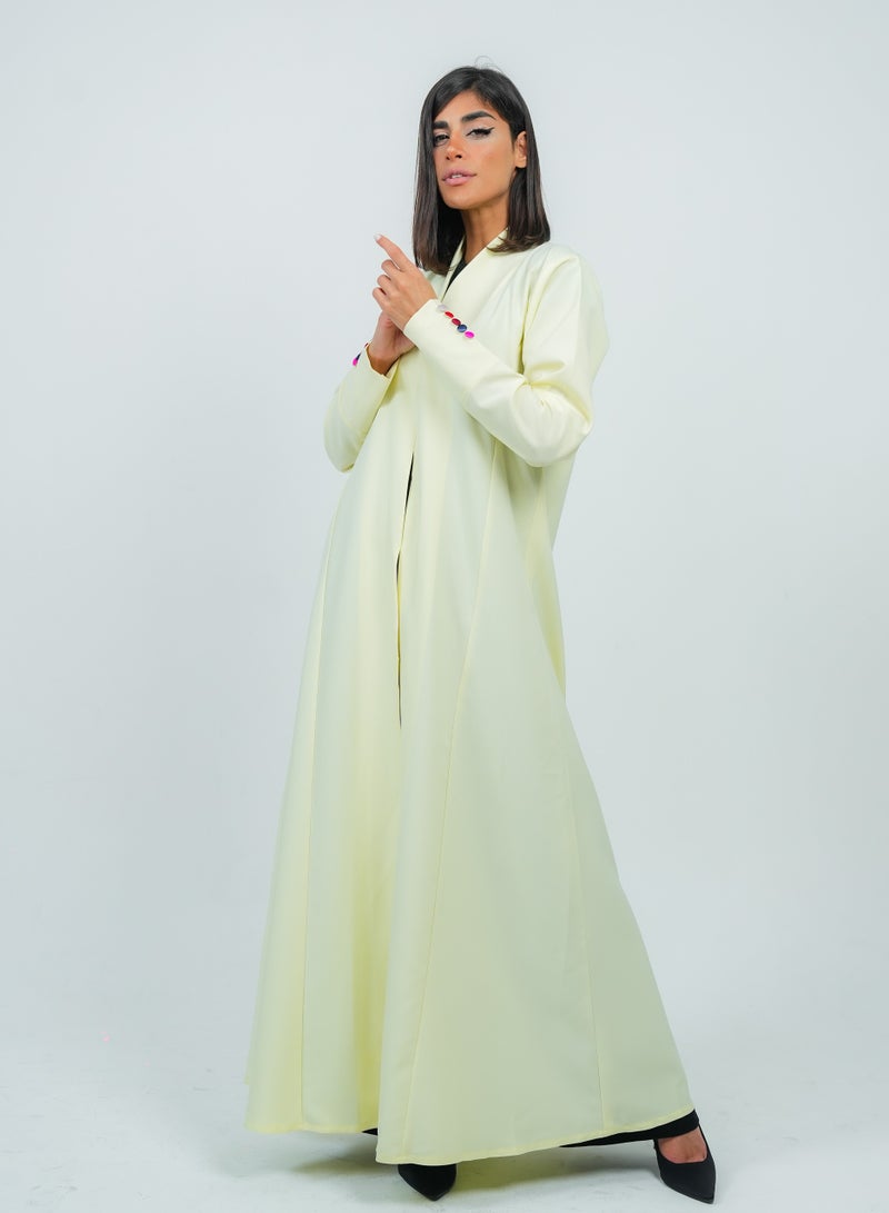 روزيت عباية عباية صفراء بتصميم أزرار ملونة - Image 3