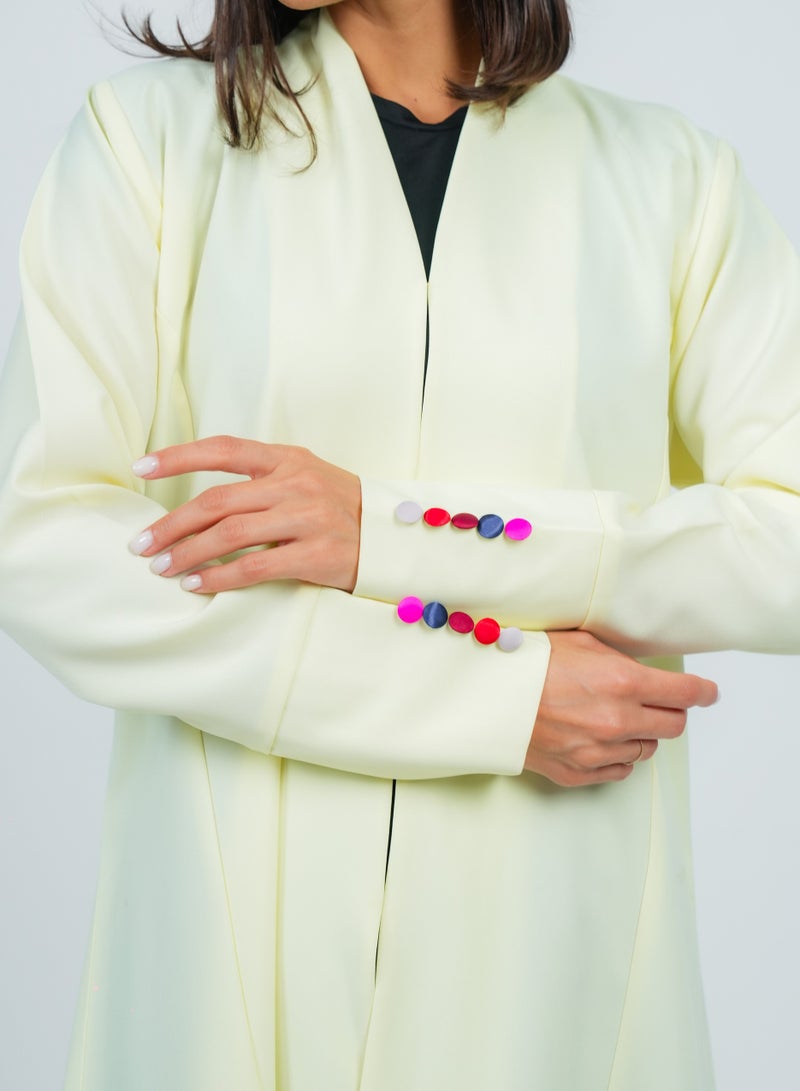 روزيت عباية عباية صفراء بتصميم أزرار ملونة - Image 2