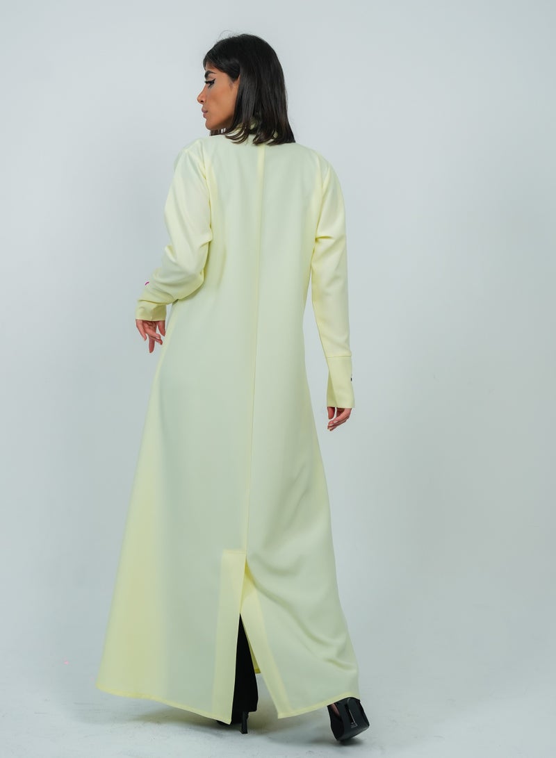 روزيت عباية عباية صفراء بتصميم أزرار ملونة - Image 4