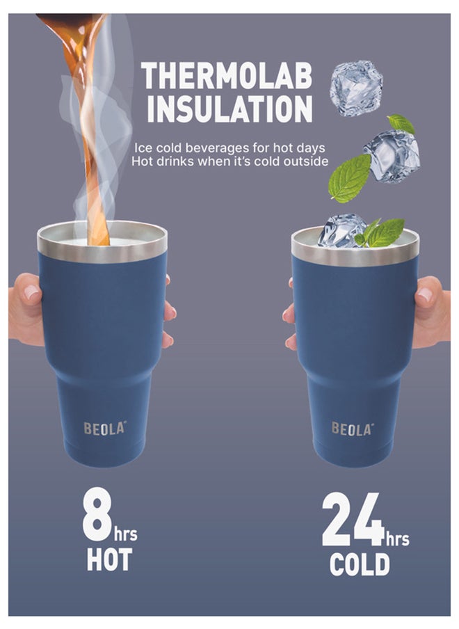 BEOLA Insulated Coffee Mug Travel Tumbler - 900ml, Marine Blue  - Image 4