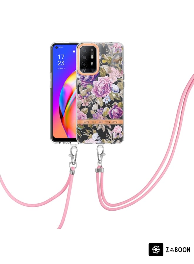 Zaboon Protective Case For OPPO A94 5G Flowers Series TPU  with Lanyard - Image 1