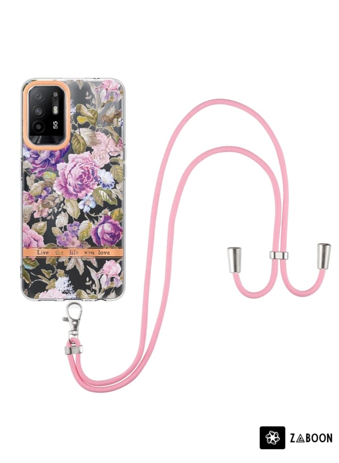Zaboon Protective Case For OPPO A94 5G Flowers Series TPU  with Lanyard - Image 2