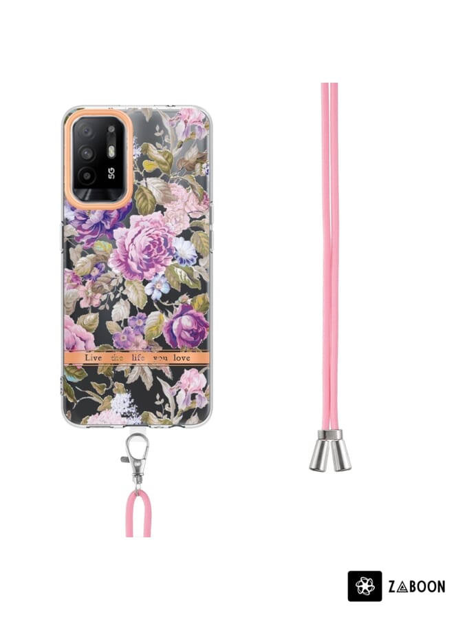 Zaboon Protective Case For OPPO A94 5G Flowers Series TPU  with Lanyard - Image 3