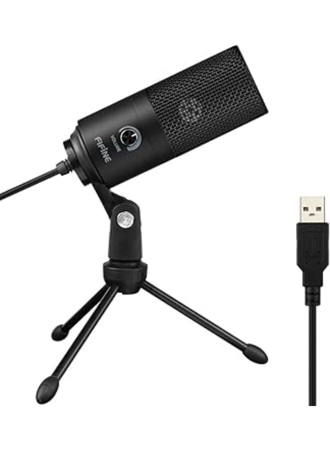 فيفين ميكروفون تسجيل احترافي USB بمكثف معدني من فايفاين K669B، متوافق مع اللابتوب والكمبيوتر وماك وويندوز، مثالي لتسجيل الأغاني والبث المباشر وصناعة المحتوى وفيديوهات اليوتيوب، لون أسود – مايك استوديو احترافي – ميكروفون بودكاست - Image 1