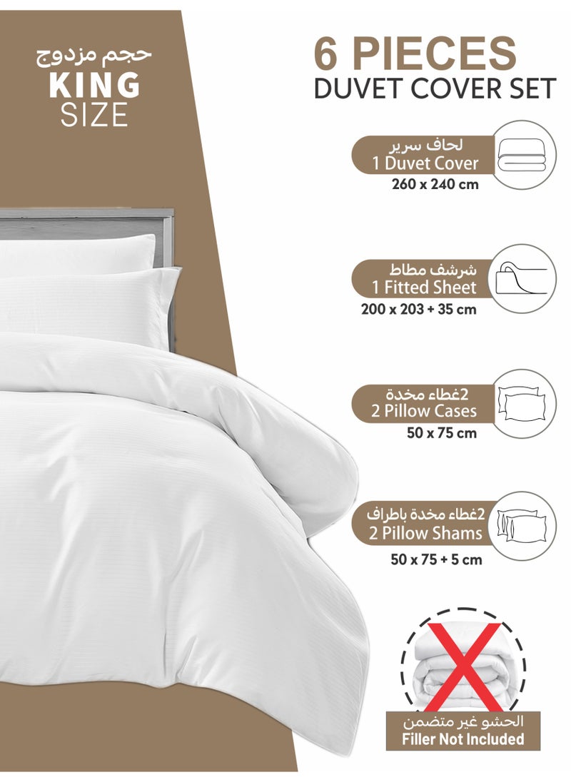 Donetella Striped Duvet Cover Set King Size 260x240 cm - 6-Pcs Bed Set, Microfiber Fabric - 1 Duvet Cover, 1 Fitted Sheet, 2 Pillow Sham, 2 Pillowcase (Filler Not Included)  - Image 4