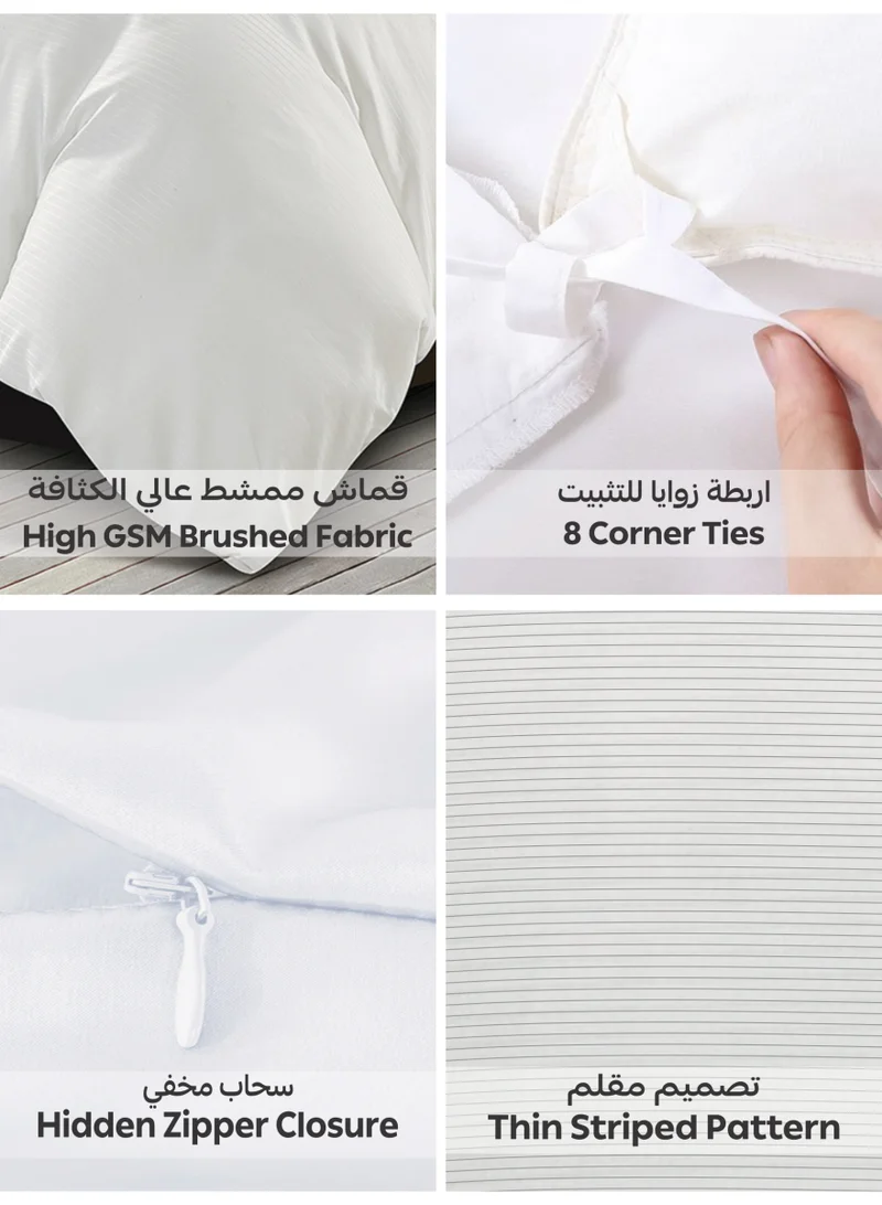 Donetella Striped Duvet Cover Set King Size 260x240 cm - 6-Pcs Bed Set, Microfiber Fabric - 1 Duvet Cover, 1 Fitted Sheet, 2 Pillow Sham, 2 Pillowcase (Filler Not Included)