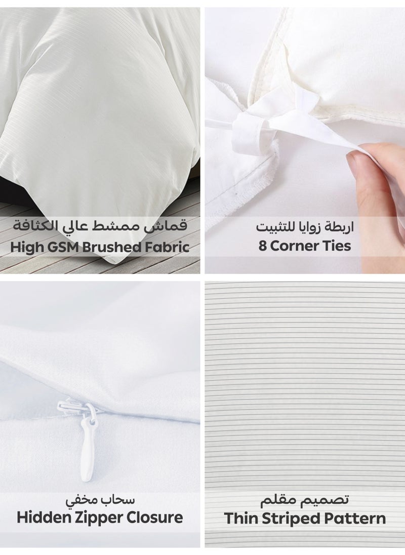 Donetella Striped Duvet Cover Set King Size 260x240 cm - 6-Pcs Bed Set, Microfiber Fabric - 1 Duvet Cover, 1 Fitted Sheet, 2 Pillow Sham, 2 Pillowcase (Filler Not Included)  - Image 5