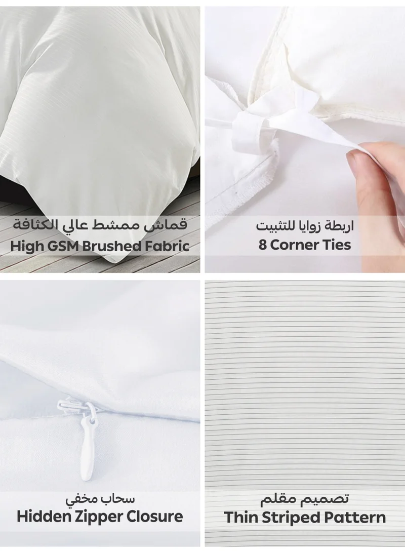 Donetella Striped Duvet Cover Set King Size 260x240 cm - 6-Pcs Bed Set, Microfiber Fabric - 1 Duvet Cover, 1 Fitted Sheet, 2 Pillow Sham, 2 Pillowcase (Filler Not Included)