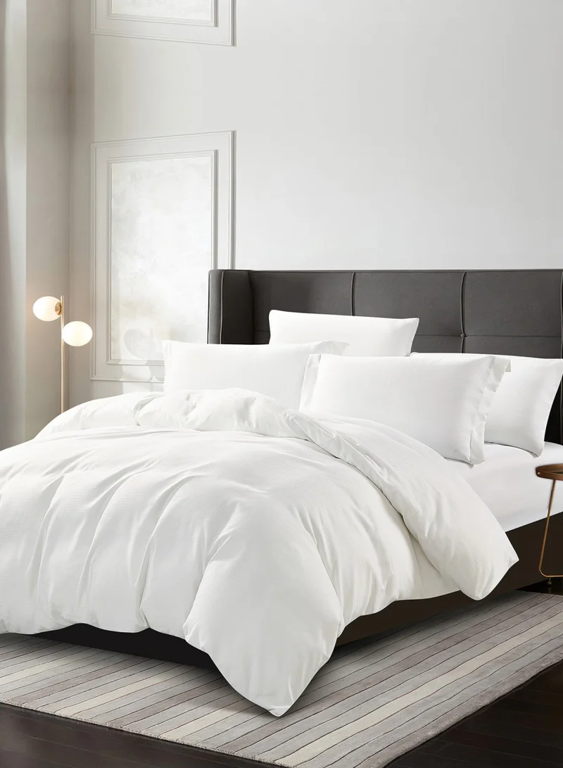 Donetella Striped Duvet Cover Set King Size 260x240 cm - 6-Pcs Bed Set, Microfiber Fabric - 1 Duvet Cover, 1 Fitted Sheet, 2 Pillow Sham, 2 Pillowcase (Filler Not Included)