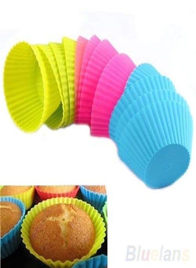 Krupasadhya Silicone Moulds for Muffins/Cupcake/Jelly/Cake Microwave Oven Baking Round Shape -12pc (Random Color) - Image 2