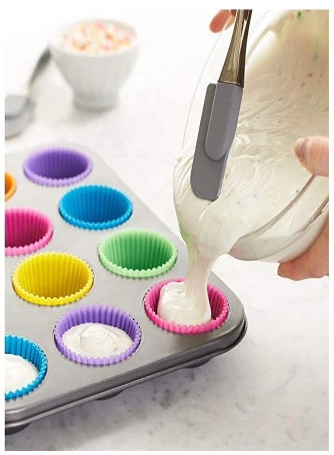 Krupasadhya Silicone Moulds for Muffins/Cupcake/Jelly/Cake Microwave Oven Baking Round Shape -12pc (Random Color) - Image 3