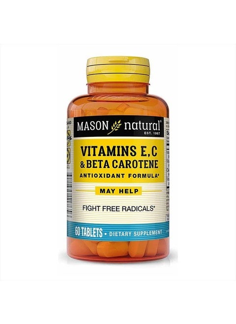 Vitamin E, C & A (Beta Carotene) - High Potency Antioxidant Formula to Fight Free Radicals and Support Overall Health*, 60 Tablets