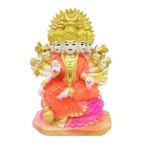 SK Craft Polyresin Marble Power Panchmukhi Laxmi MATA Statue for Home Pooja-14 CM (Multicolour) - Image 1