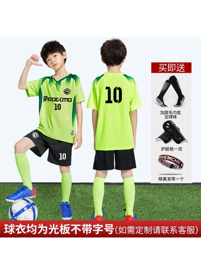D8831 Fluorescent Green Light Plate Two-piece Set Football Socks Hair Band Leg Protector]] Football Jersey - Image 1