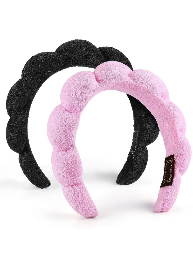 Spa Headbands for Washing Face or Facial, Set of 2 Skincare Headbands, Terry Cloth Headband Combo Pack - Puffy Makeup Headbands for Face Washing, Mask, Skin Treatment - Image 2