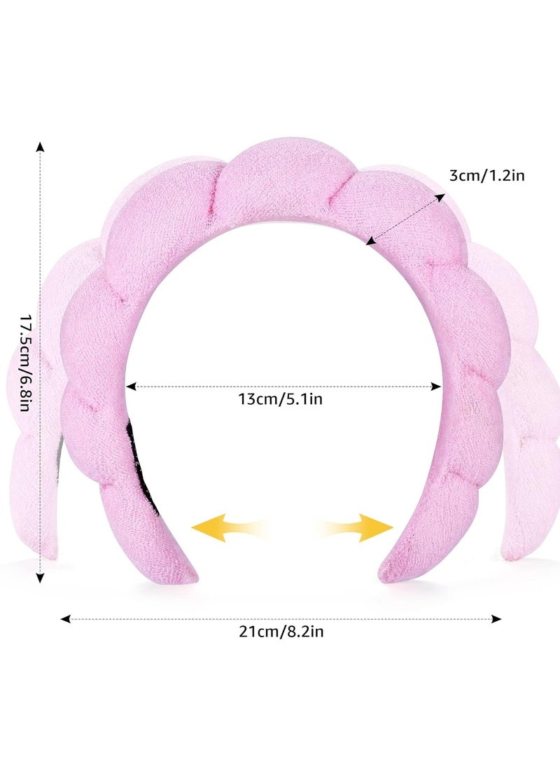 Spa Headbands for Washing Face or Facial, Set of 2 Skincare Headbands, Terry Cloth Headband Combo Pack - Puffy Makeup Headbands for Face Washing, Mask, Skin Treatment - Image 3