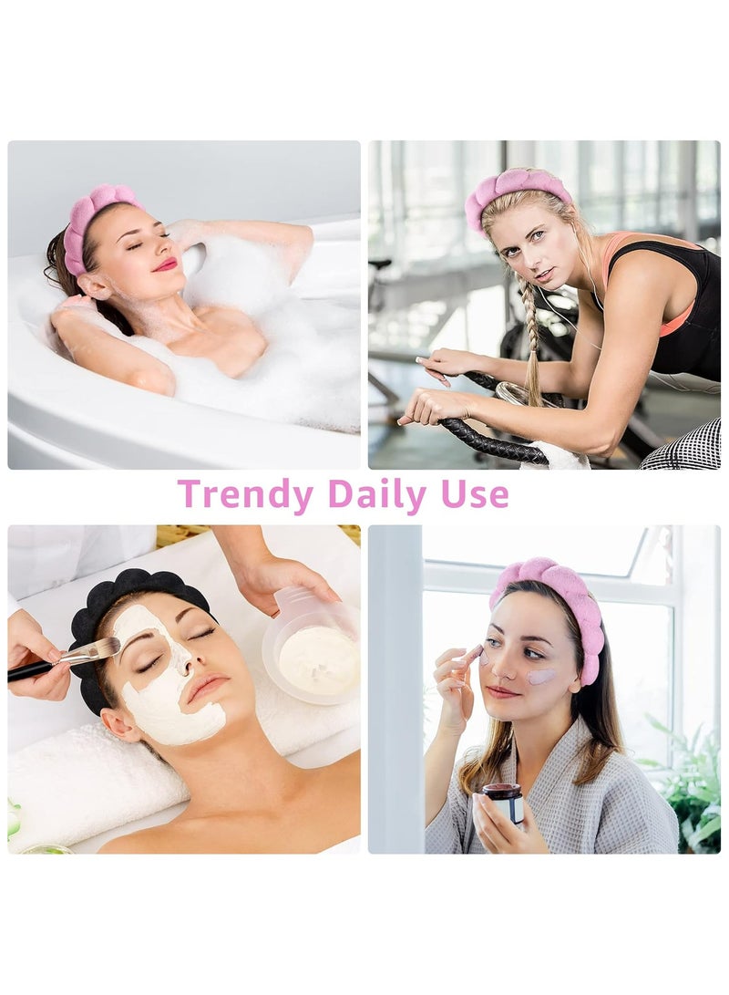 Spa Headbands for Washing Face or Facial, Set of 2 Skincare Headbands, Terry Cloth Headband Combo Pack - Puffy Makeup Headbands for Face Washing, Mask, Skin Treatment - Image 5