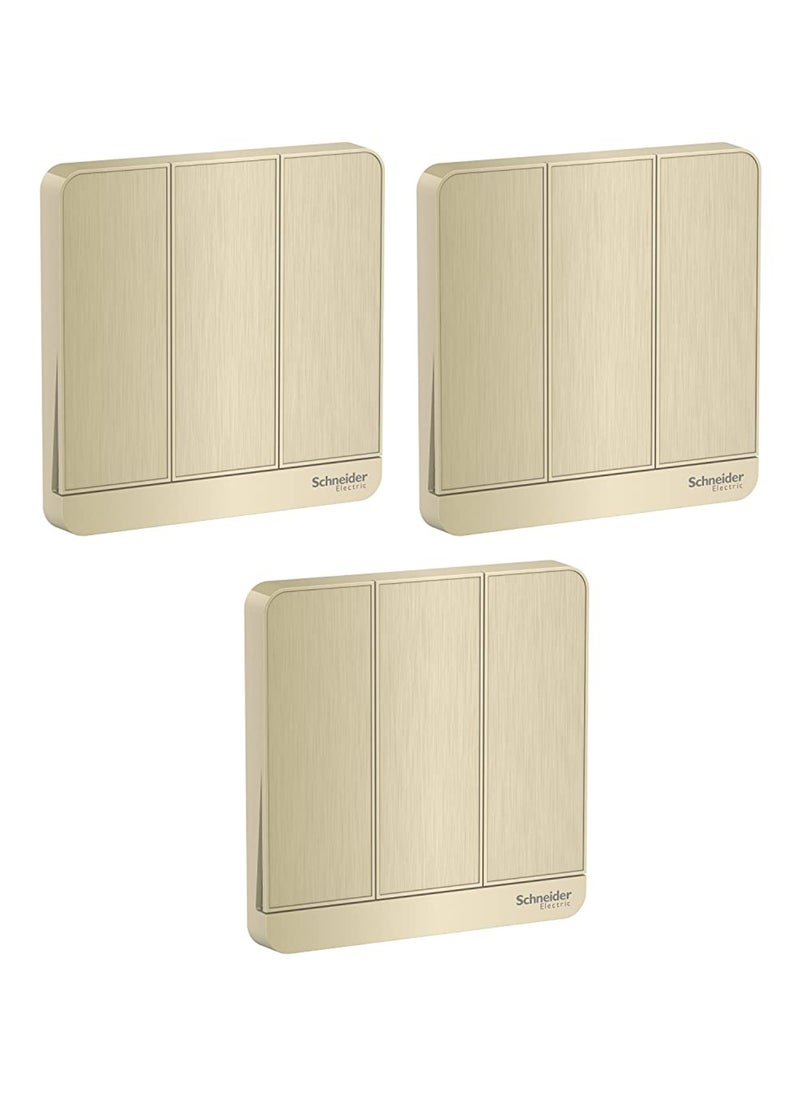 Schneider Electric Schneider Electric E8333L1_WG AvatarOn Gold - 1-way plate switch 3 gang 16AX - Pack of 3 