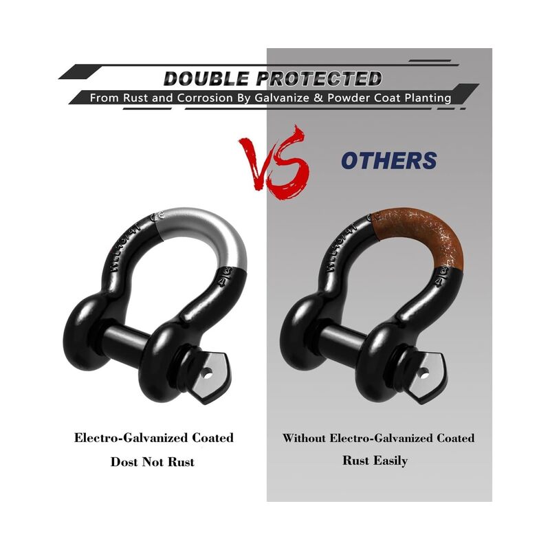 طقم مكون من قطعتين من حلقات D، مقاس 3/4 بوصة، قوة تحمل 41,887 رطل، مع مسمار لولبي مقاس 7/8 بوصة وغسالات عازلة، مناسب لسحب المركبات على الطرق الوعرة، لون أسود. - Image 4