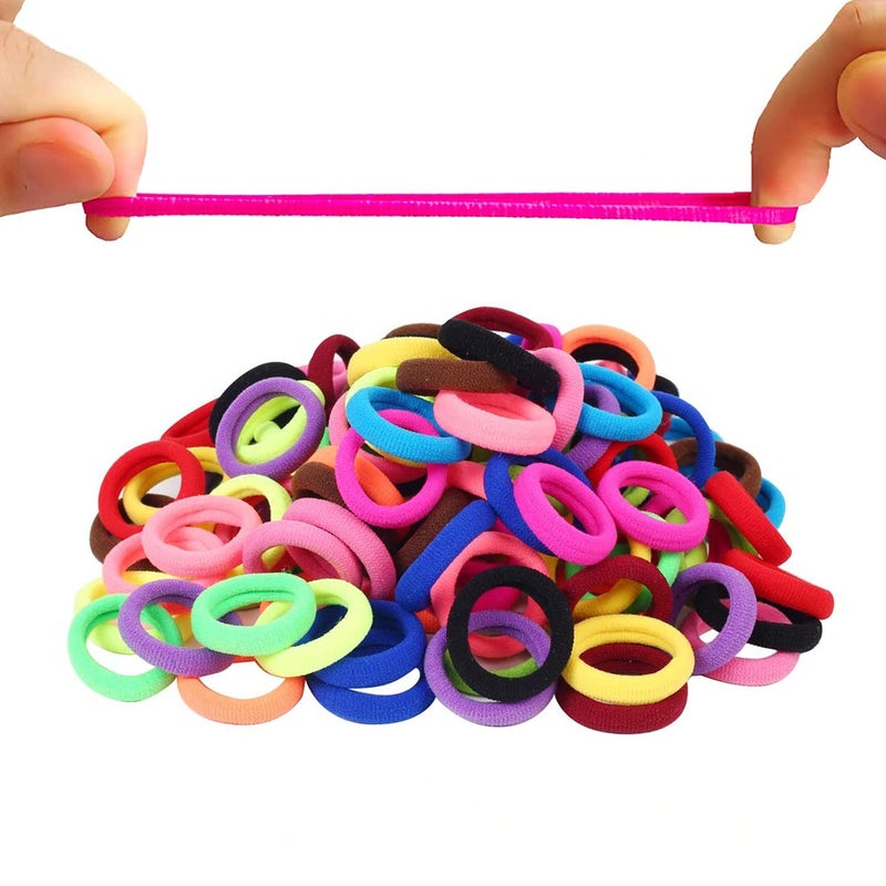 Dream Loom Hair Ties for Kids, 100pcs Small Rubber Hair Bands Elastic Ponytail Holders, Tiny Soft Hair Ties for Baby Toddlers Girls Hair Accessories Multicolor - Image 1