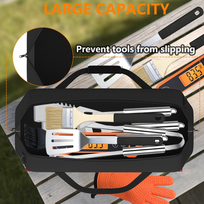 Hidbot Grill Tool Storage Bag,Grill Utensil Storage Bag for Barbecue Tool up to 22",BBQ Utensil Storage Caddy with Pockets,Barbecue Utensil Case for Outdoor Grilling, Camping, Bag Only - Image 4