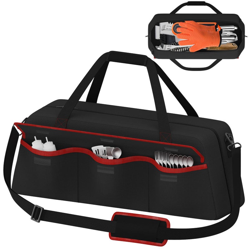 Hidbot Grill Tool Storage Bag,Grill Utensil Storage Bag for Barbecue Tool up to 22",BBQ Utensil Storage Caddy with Pockets,Barbecue Utensil Case for Outdoor Grilling, Camping, Bag Only - Image 1