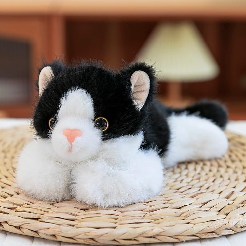 ELKOHA 7.8 Inch Black & White Cat Stuffed Animals Plush,Cute Cat Weighted Stuffed Animal Soft Fluffy Kitten Plushies Toy Pillow Reward Gifts for Kids Boys Girls - Image 4