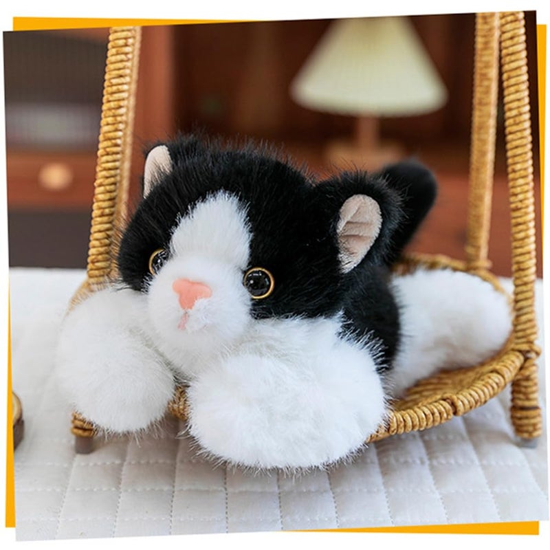 ELKOHA 7.8 Inch Black & White Cat Stuffed Animals Plush,Cute Cat Weighted Stuffed Animal Soft Fluffy Kitten Plushies Toy Pillow Reward Gifts for Kids Boys Girls - Image 2