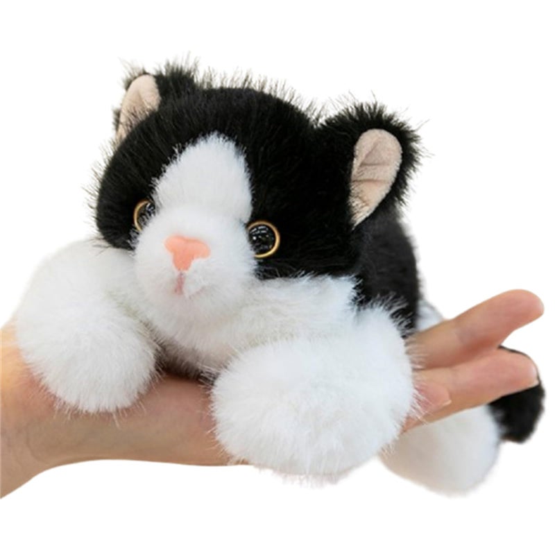 ELKOHA 7.8 Inch Black & White Cat Stuffed Animals Plush,Cute Cat Weighted Stuffed Animal Soft Fluffy Kitten Plushies Toy Pillow Reward Gifts for Kids Boys Girls - Image 1