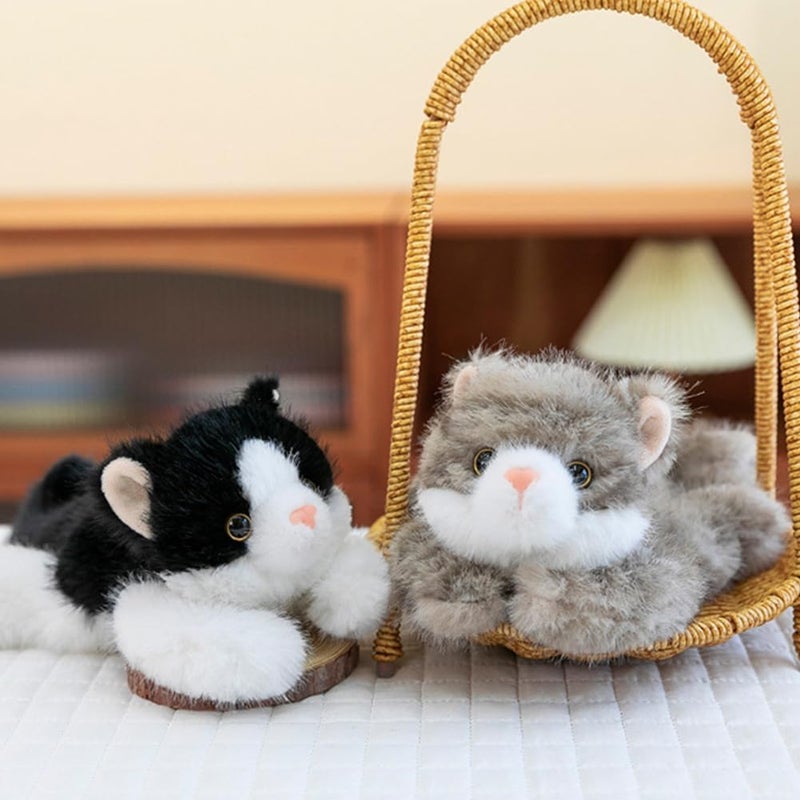 ELKOHA 7.8 Inch Black & White Cat Stuffed Animals Plush,Cute Cat Weighted Stuffed Animal Soft Fluffy Kitten Plushies Toy Pillow Reward Gifts for Kids Boys Girls - Image 5