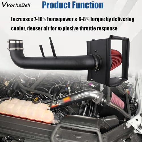 VVORHSBELL Cold Air Intake Kit Compatible with 2015-2020 Ford F150 5.0L V8 Aluminum Intake System with Heat Shield Replacement OEM -10555 - Image 5