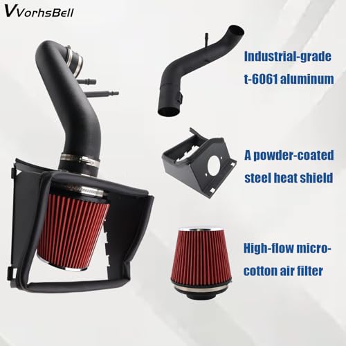 VVORHSBELL Cold Air Intake Kit Compatible with 2015-2020 Ford F150 5.0L V8 Aluminum Intake System with Heat Shield Replacement OEM -10555 - Image 4