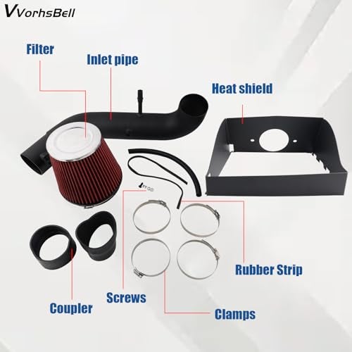 VVORHSBELL Cold Air Intake Kit Compatible with 2015-2020 Ford F150 5.0L V8 Aluminum Intake System with Heat Shield Replacement OEM -10555 - Image 2