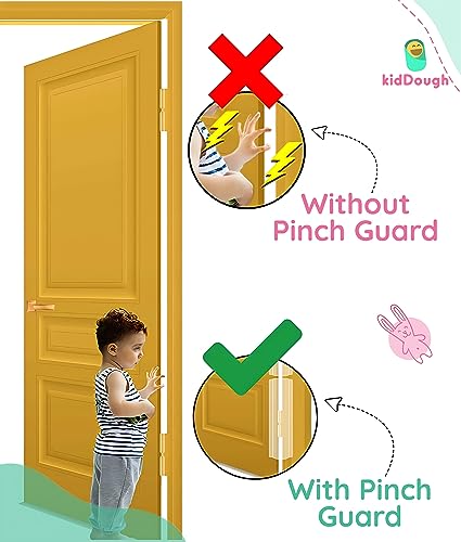 KidDough Baby Safety Kit - 2 Finger Pinch Door Hinge Guards + 2 C-Shape Door Stopper + 6 Socket Guards + 5 Child Safety Locks For Drawers, Cabinets Etc., All-In-One Baby Products, 1 Pack, Transparent - Image 5