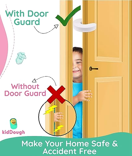 KidDough Baby Safety Kit - 2 Finger Pinch Door Hinge Guards + 2 C-Shape Door Stopper + 6 Socket Guards + 5 Child Safety Locks For Drawers, Cabinets Etc., All-In-One Baby Products, 1 Pack, Transparent - Image 4