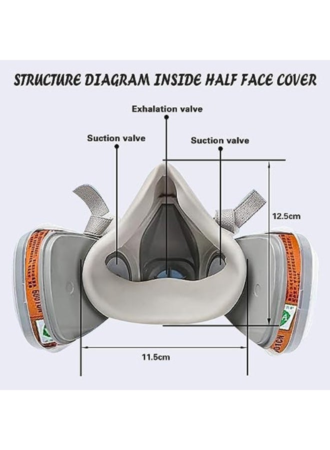 DMG TECH Respirator Mask, Reusable Half Face Cover Gas Mask with Safety Glasses, Paint Face Cover Face Shield with Filters for Painting, chemical, Woodworking and Other Work Protection  - Image 3