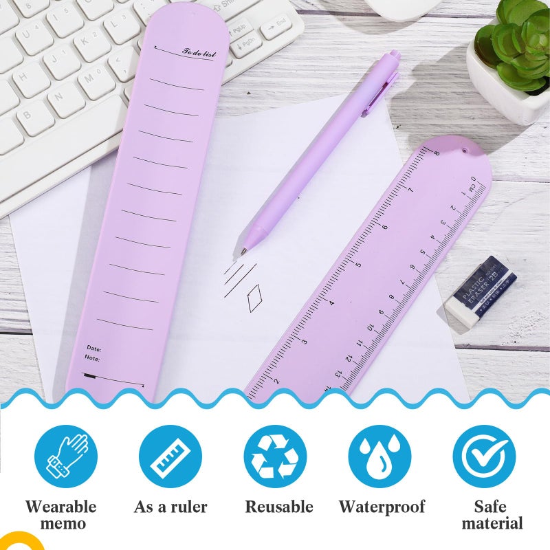 Skyygemm 2 Pcs Nurse Erasable Wristband to Do List Wrist Memo Slap Bracelet with Ballpoint Pen and Eraser Reminder Bracelet Wrist Band Notepad Gifts for Nurse Week Essentials(Purple) - Image 3