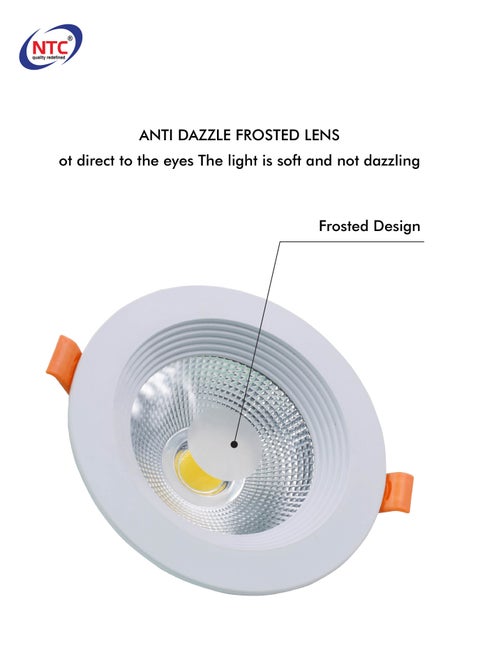 NTC LED COB Downlight, Round Recessed Ceiling Light, White Frame with Driver