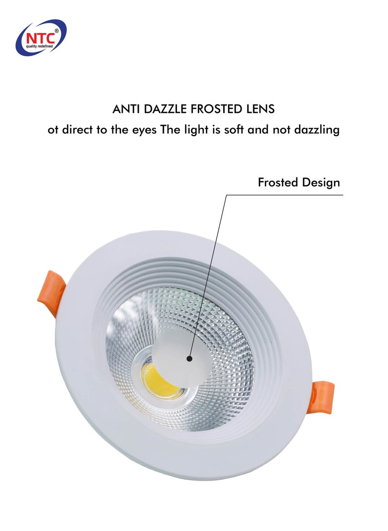 NTC - NTC LED COB Downlight, Round Recessed Ceiling Light, White Frame with Driver - Image 1