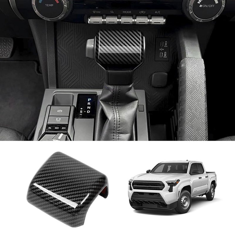 Carbon Fiber Style Gear Shift Knob Cover Trim, Scratch Proof Stylish Look Decorative Interior Trim for Tacoma 2024 - Image 5