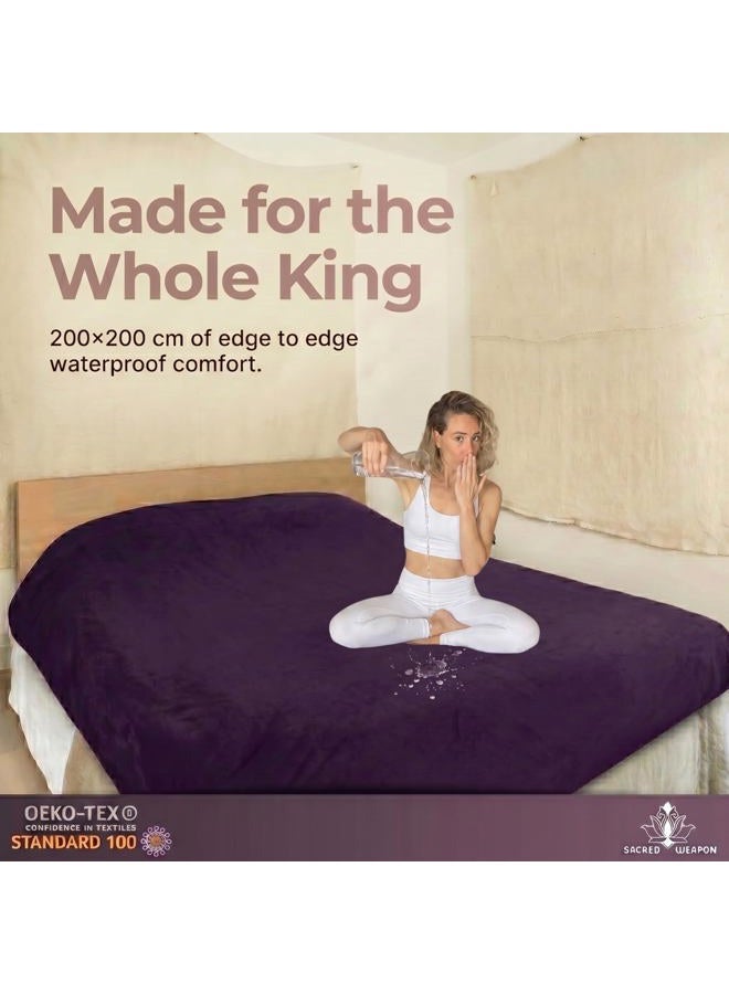 Sacred Weapon Love Blanket Waterproof Intimacy - Queen Mattress Protector - Splash Blanket - Period Bed Protector – Waterproof Blanket Queen Size -Upto 50oz-80"x80" Purple Blanket - Image 4