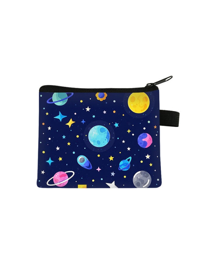 New Starry Sky Coin Purse For Children, Mini Aesthetic Storage Pouch, Polyester Short Storage Bag